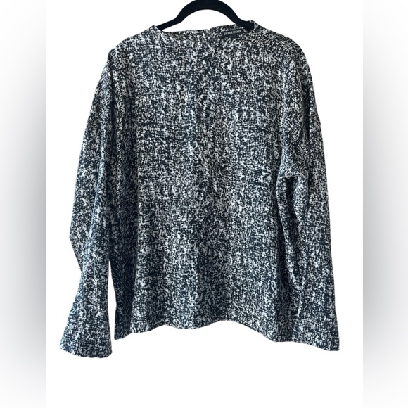 EILEEN FISHER Black & White Silk Cotton Blend Blouse Size Medium - Picture 1 of 9